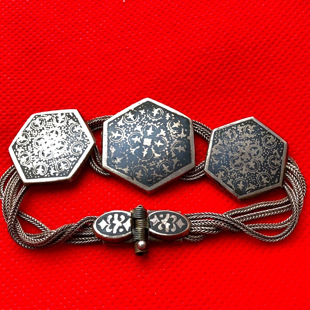 Turkish Osmanli Niello Sterling silver bracelet